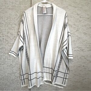 NWT Chicos Open Knit Eru Ruana Women's Cardigan Sweater Sz XL Shine Plaid